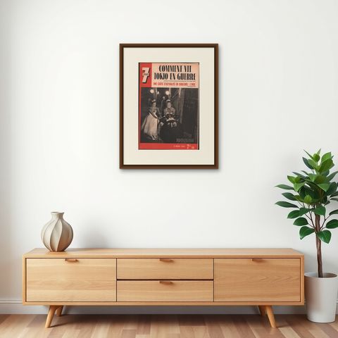 World War II Pictorial Map of India and Southeast Asia by Jacques Mercier, 1942, shown framed on a wall