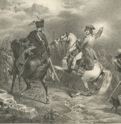 Combat of Tarvis, Battle above the Clouds, Antique Madou Lithograph, 1827, close-up 3