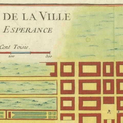Cape of Good Hope, Fort and City Plan, French Colonial Map, c.1765, close-up 3