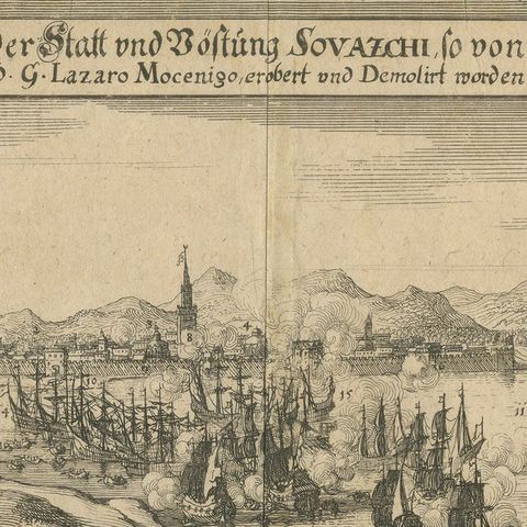 Antique Battle Scene of the Attack on Split on the Adriatic Coast, ca.1660, close-up 1