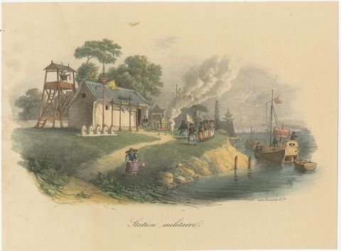 Antique Print of a Chinese Military Station, view 2