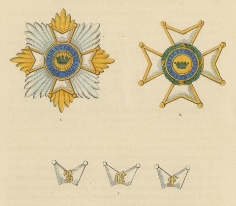 Saxony Ernestine Line, Saxe Ernestine House Order, Plate LXXV, 1844, close-up 1