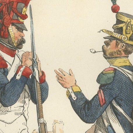 Infanterie de Ligne 1808, Grenadier and Voltigeur, Napoleonic Print, 1843, close-up 3