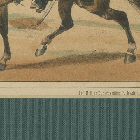 Spanish Cavalry Lithograph by José Rubio y Villegas: Princess Hussars, 1861, close-up 6