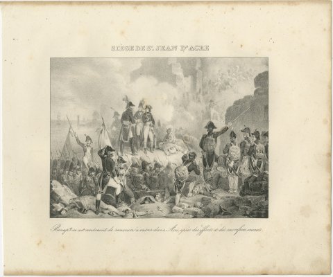 Siege of Acre, Napoleon Turns Back, Antique Madou Lithograph, 1827, view 2