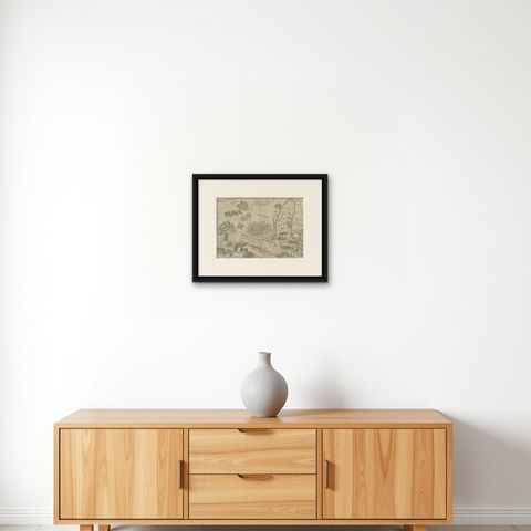 Antique Map of the 1591 Siege and Occupation of Deventer City, Holland, c1610, shown framed on a wall