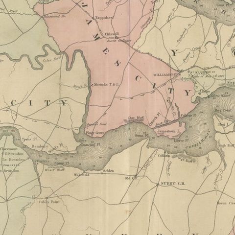 1862 Johnson's Map of the Vicinity of Richmond & Peninsular Campaign, Virginia, close-up 4
