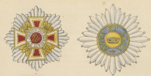 Orders of Austria, Leopold and Iron Crown, Plate IV, Wood Engraving, 1844, close-up 1