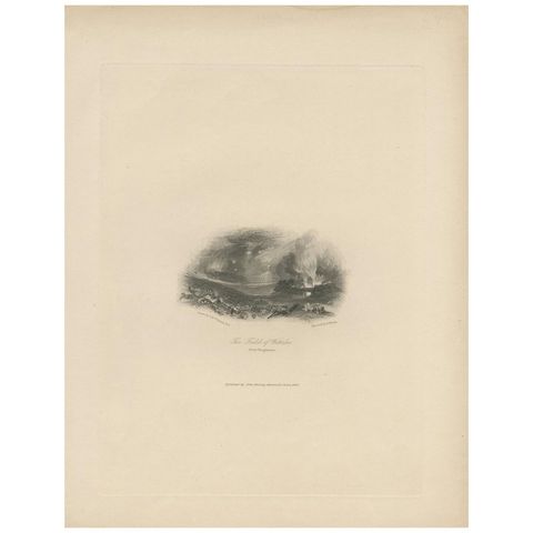 Antique Print of the Battle of Waterloo by Murray, '1833'