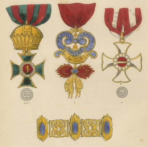 Orders of Austria, Golden Fleece and Saint Stephen, Plate III, 1844, close-up 2