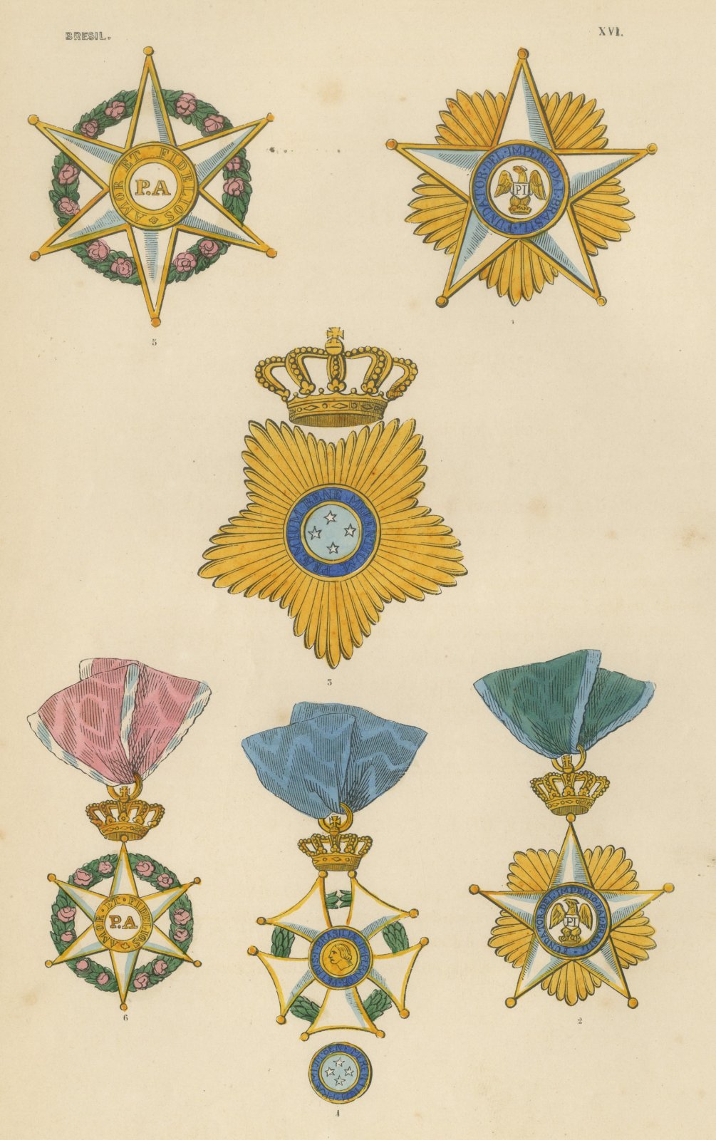 Orders of Brazil, Order of the Rose and Southern Cross, Plate XVI, 1844