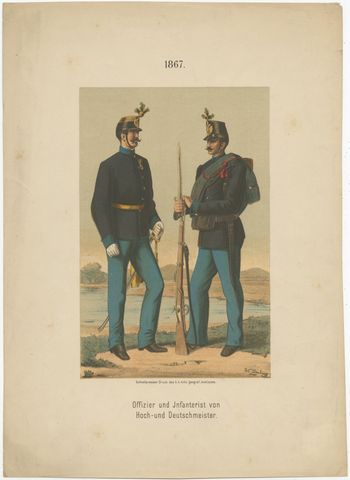 Austrian Officer & Infantryman, Hoch- und Deutschmeister Regiment 1867 Litho, view 2