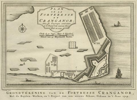 Antique Print of the Fortress Cranganor near Kodungallur in India, 1757, view 2