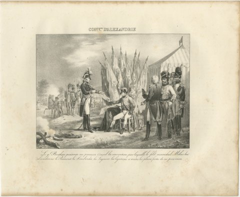 Convention of Alessandria, Melas Yields, Antique Madou Lithograph, 1827, view 2