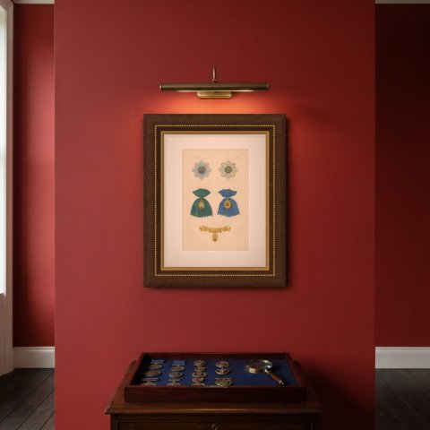 Great Britain, Orders of the Thistle and Saint Patrick, Plate XXXIII, 1844, shown framed on a wall