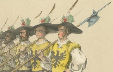 March of the Imperial Guards in the Bernese Festive Procession, 1855 Lithograph, close-up 2