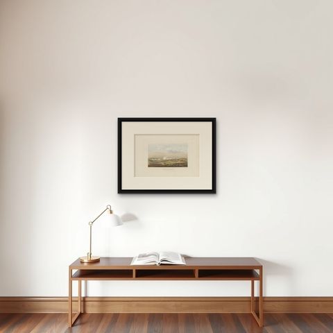 Antique Print of the Battle of Montmirail, circa 1860, shown framed on a wall