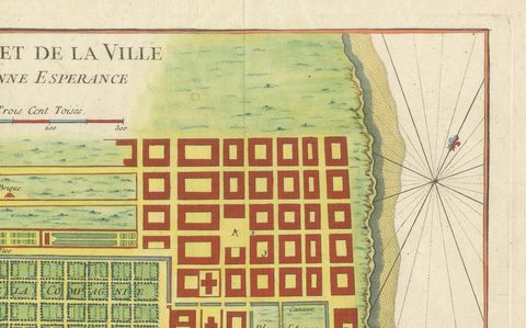Cape of Good Hope, Fort and City Plan, French Colonial Map, c.1765, close-up 1