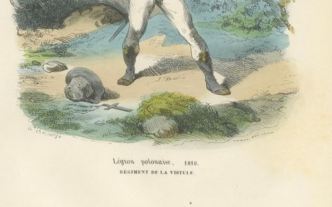 Legion Polonaise Infantry, Polish Uniform Print from the Napoleon I Era, 1843, close-up 1
