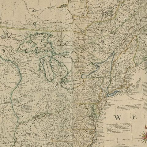 Rare Antique Wall-Map of North America: French and Indian War Boundaries, 1793, close-up 3