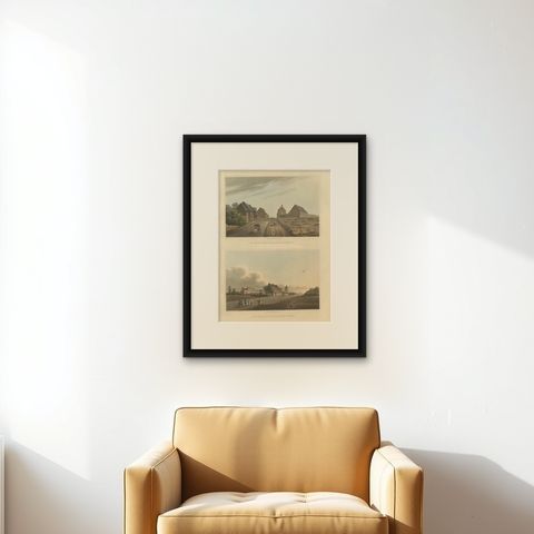 Napoleon’s Battlefields: Views of Les Quatre Bras and La Belle Alliance, 1815, shown framed on a wall