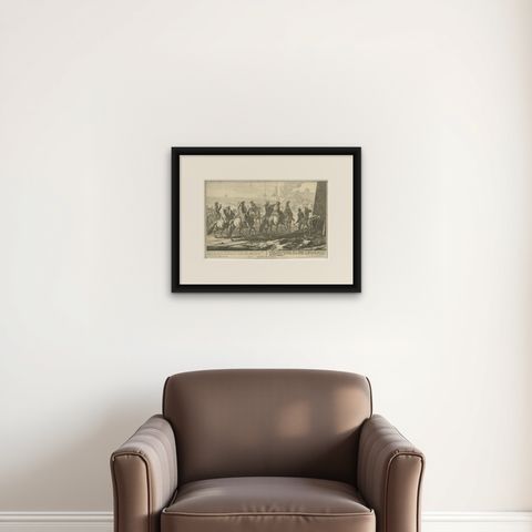 Battle of Augsburg 1703, Bavarian Succession War, Rugendas Engraving, shown framed on a wall