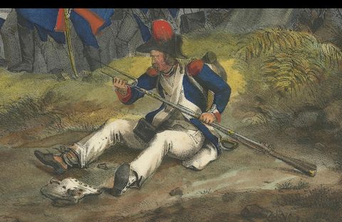 Original Antique Print of Mountain Warfare: The 1834 Alpine Encounter, c.1834, close-up 1