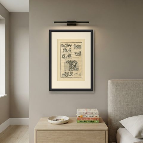 Roman Ox Carts and Baggage Wagons from the Columns, 1722, shown framed on a wall