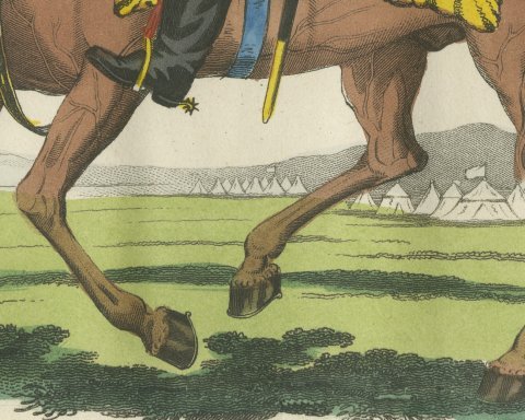 Prince Schwarzenberg on a Chestnut Horse Before a Tented Camp, 1815, close-up 2