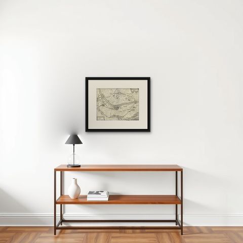 Antique Map of The Siege of Gennep, the Netherlands, c.1650, shown framed on a wall