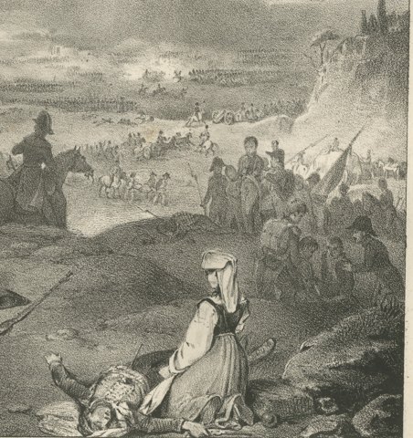 Battle of Mondovi, Piedmont Routed, Antique Madou Lithograph, 1827, close-up 2