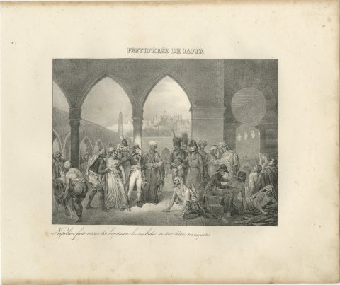 Plague Victims of Jaffa, Napoleon and the Sick, Antique Madou Lithograph, 1827, view 2