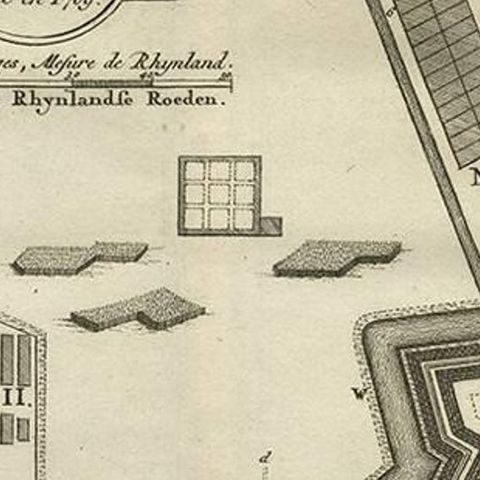 Antique Print of the Fortress Cranganor near Kodungallur in India, 1757, close-up 2
