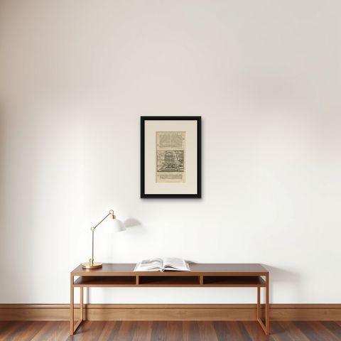 Antique Print of the Siege of Batavia by Valentijn, '1726', shown framed on a wall