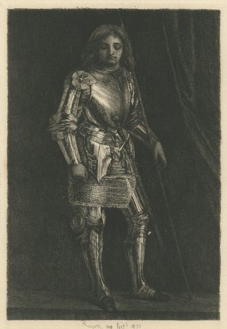 A Man in Armor after an Imitator of Giorgione, Etching by Paul Rajon, 1875