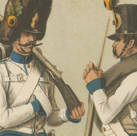 Austrian Soldier & Grenadier, Hoch- und Deutschmeister Regiment 1836–1848 Litho, close-up 4