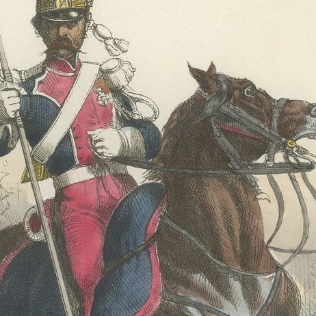 Chevau-Léger Lancer, Imperial Guard, Napoleonic Cavalry Print, 1843, close-up 3