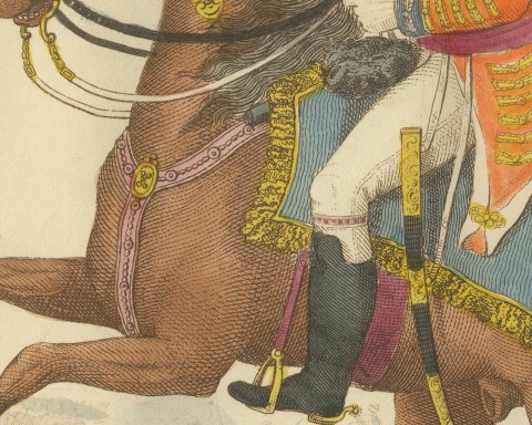 The Duke of Wellington on a Rearing Bay, Saber Raised, 1815, close-up 2