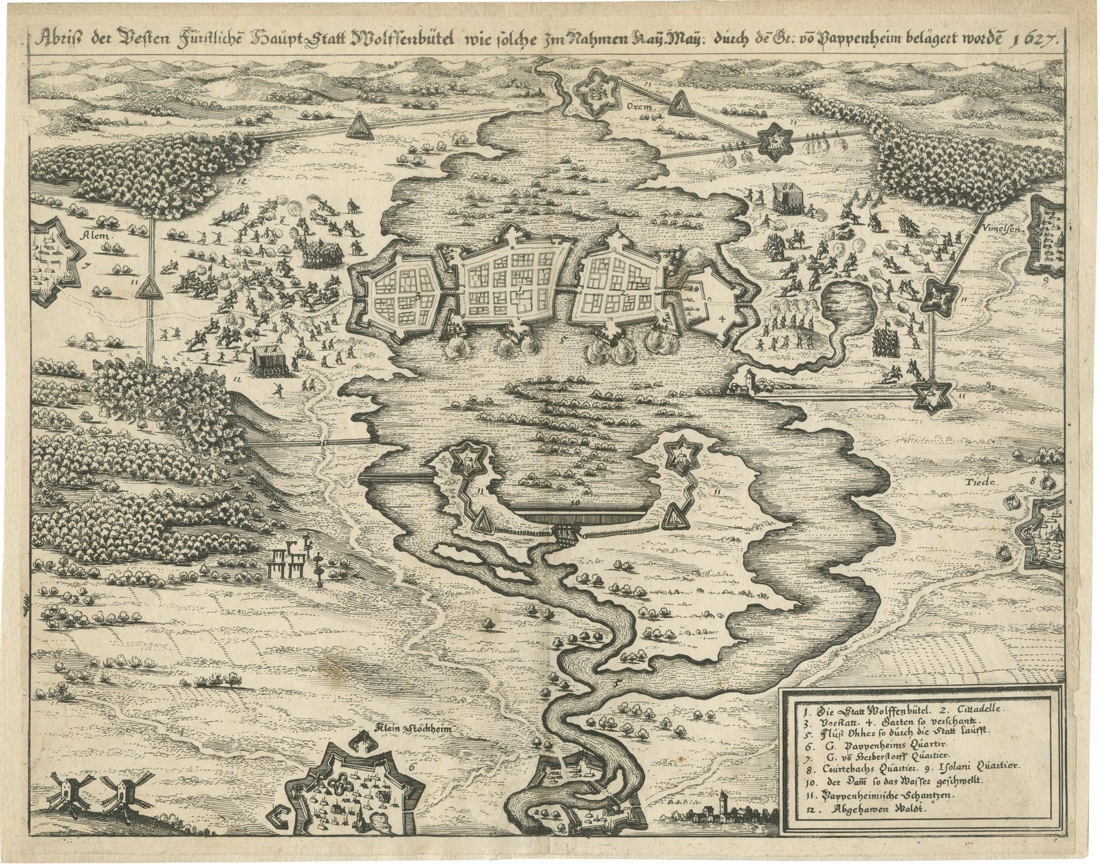 Siege of Wolfenbüttel, 1627, Merian Theatrum Europaeum Engraving, c.1635