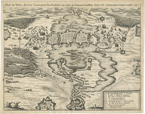 Siege of Wolfenbüttel, 1627, Merian Theatrum Europaeum Engraving, c.1635