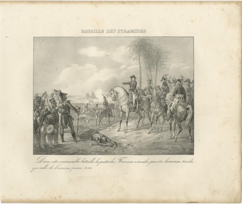 Battle of the Pyramids, Napoleon in Egypt, Antique Madou Lithograph, 1827, view 2