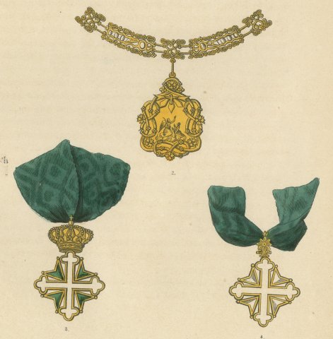 Sardinia, Annunziata Collar and Saints Maurice and Lazarus, Plate LXXI, 1844, close-up 2