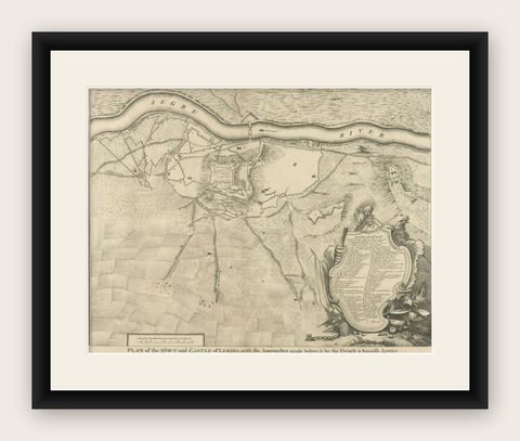 Antique Plan of the Fortifications of Lleida, Spain, shown framed