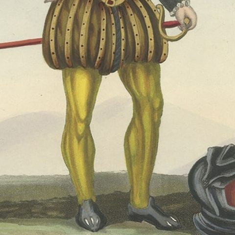 Antique Print of Federigo Oricono, Tournament Baton and Voulge-Blade, 1842, close-up 3