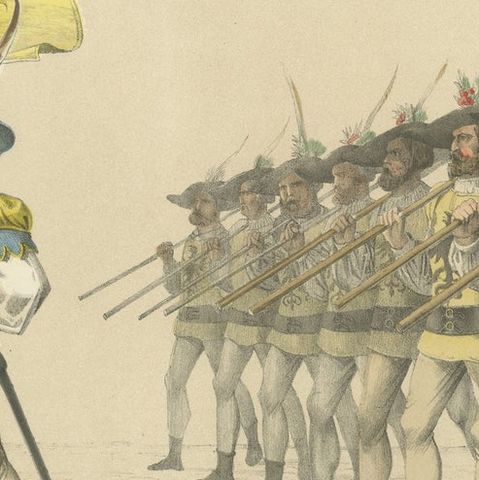March of the Imperial Guards in the Bernese Festive Procession, 1855 Lithograph, close-up 3