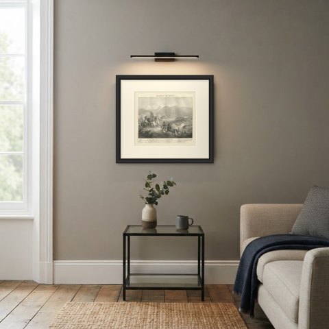Battle of Rivoli, Alvinzy Defeated, Antique Madou Lithograph, 1827, shown framed in a room