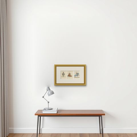 Noble Grace and Martial Power: Italian Aristocrats & French Knight, 1845 Print, shown framed on a wall