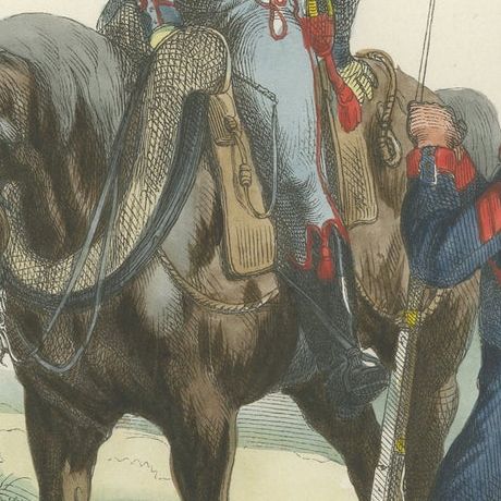Imperial Guard Foot Artillery and Train, Napoleonic Military Print, 1843, close-up 3