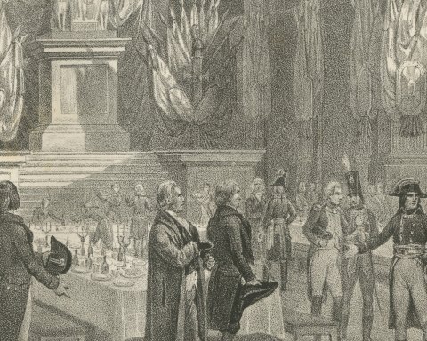Banquet for Bonaparte and General Moreau, Antique Madou Lithograph, 1827, close-up 2