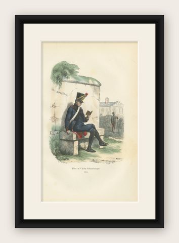 Éleve de l’École Polytechnique, Imperial Guard Uniform Print, France 1843, shown framed